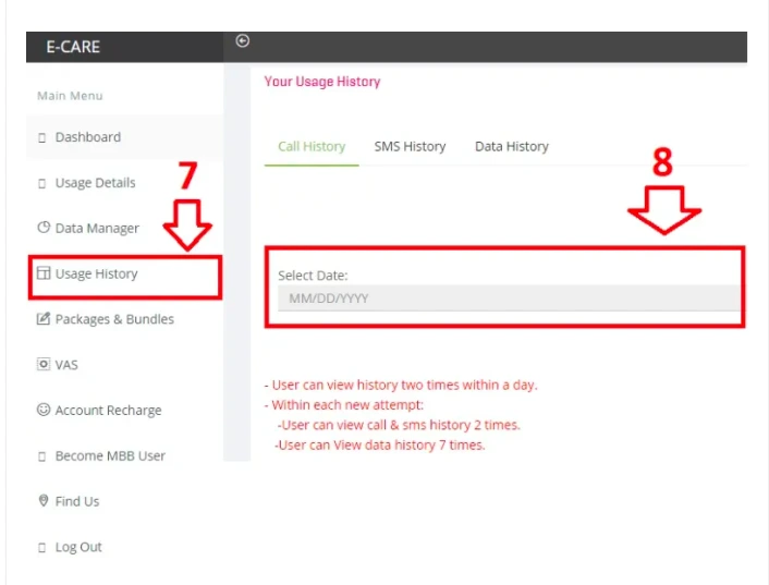  Zong E-Care dashboard
