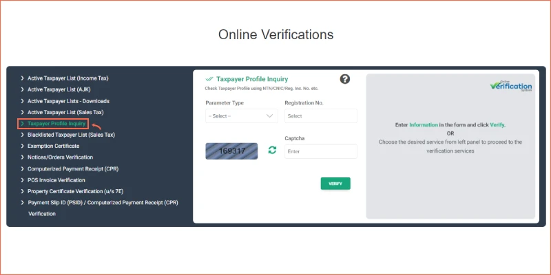 Taxpayer Profile Inquiry